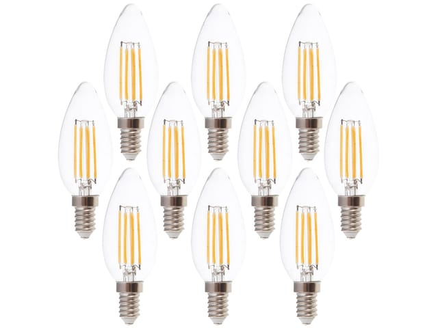 V-TAC LED-Filament-Lampe VT-1986-N, E14, EEK: F, 4W, 400lm, 3000K, 10 Stück