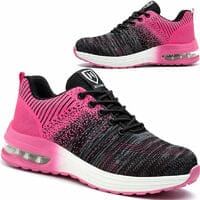 Sicherheitsschuhe Herren Damen Leicht Atmungsaktiv Bequem Sicherheitssneaker Arbeitsschuh mit Stahlkappe Schwarz-Pink Größe 40