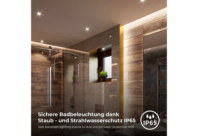 B.k.licht - Einbaustrahler 68mm 5er Set - 230V, 4,9W, 480lm, led, dimmbar, IP65, warmweiß, weiß