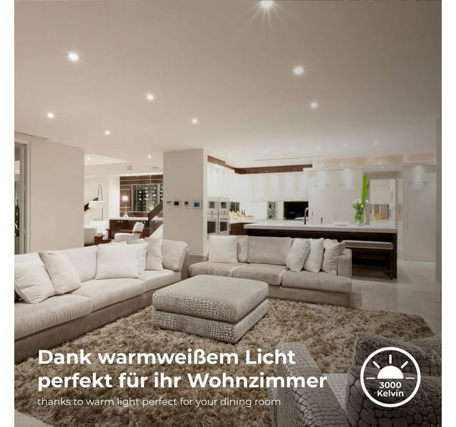 B.k.licht - Einbaustrahler 68mm 6er Set - 230V, 4,9W, 480lm, led, IP65, warmweiß, weiß