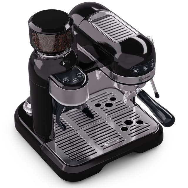 Klarstein - Espresso Siebträgermaschine mit Milchaufschäumer, 1,4L Retro Mini-Espressomaschine mit Siebträger, 1550W Kaffeemaschine Klein, 0,5L