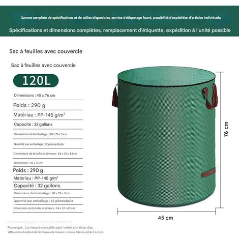 Gartenaufbewahrungstasche Mit Deckel – Wasserdicht Und Strapazierfähig – Verschiedene Größen – 120 L