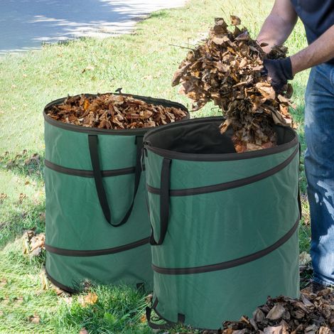 2 Freistehende 160-liter-gartensäcke Mit Reißverschluss Und Tragegriffen, Robuste Abfallsäcke Aus Wetterfestem 600d Oxford-gewebe