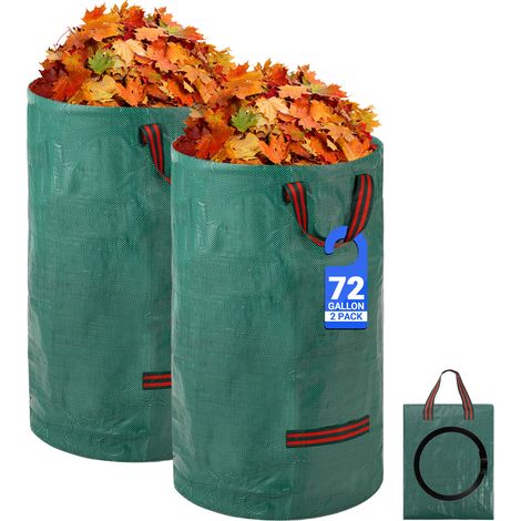 Velway 272l X 2er-pack Wiederverwendbare Gartenabfallsäcke - Strapazierfähiges Industriegewebe Mit Verstärkten Griffen