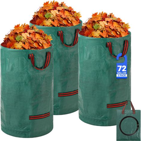 Velway 272l X 3er-pack Wiederverwendbare Gartenabfallsäcke - Strapazierfähiges Industriegewebe Mit Verstärkten Griffen