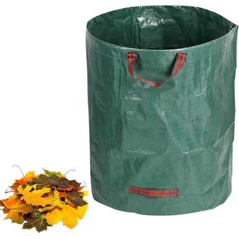 Sabir 1x 500 Liter Gartenabfallsack (rote Gurte) Laubsack Gartenabfallsack Grünschnittsäcke Faltbar, Groß, Robust, Polypropylen-canvas