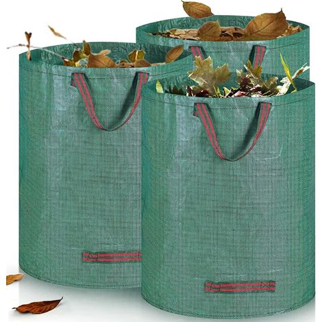 Shining House Gartenabfallsäcke, 3 X 272 L Freistehende Gartensäcke, Große Säcke Mit Griffen, Wasserdicht, Faltbar Und Wiederverwendbar, Gartenabfallsäcke, Pflanzsäcke