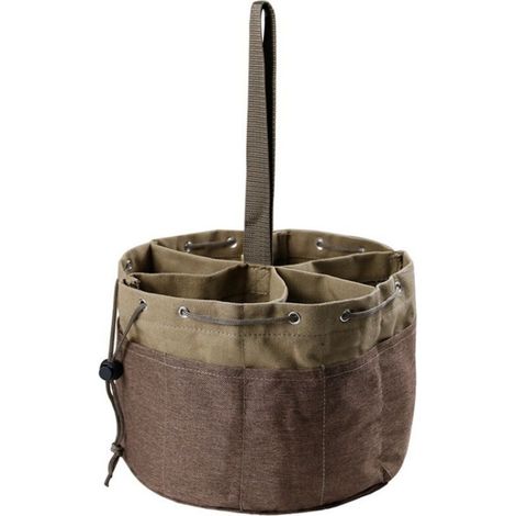 Klappbare Gartenangelbank, Gartengeräte-tasche/eimer, Runder Khaki-sunny