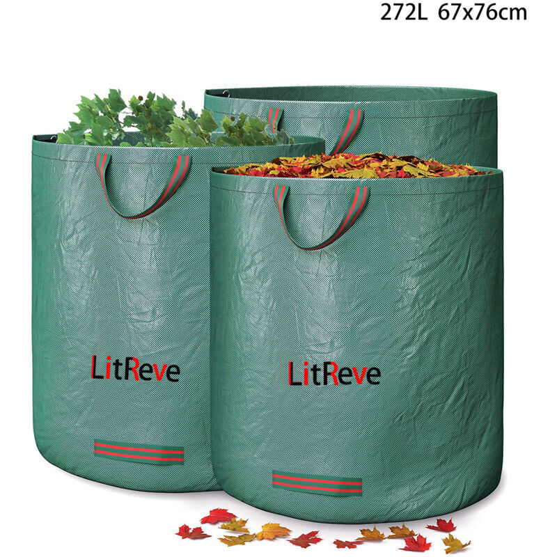 3er-pack Gartenabfallsäcke, 272 L – Reißfestes Polypropylen – Maximale Traglast 80 Kg – Für Gras Und Laub