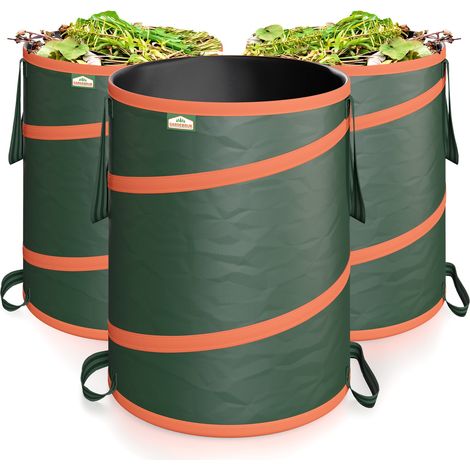 Reno – 165-liter-abfallbeutel – 4 Stabile Tragegriffe – Wasserabweisendes 600d Oxford-gewebe – Max. Beladung 30 Kg – 3er-pack