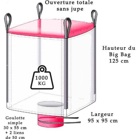 Großer Sack Mit Auslauf - 1000 Kg (95x95x125cm)