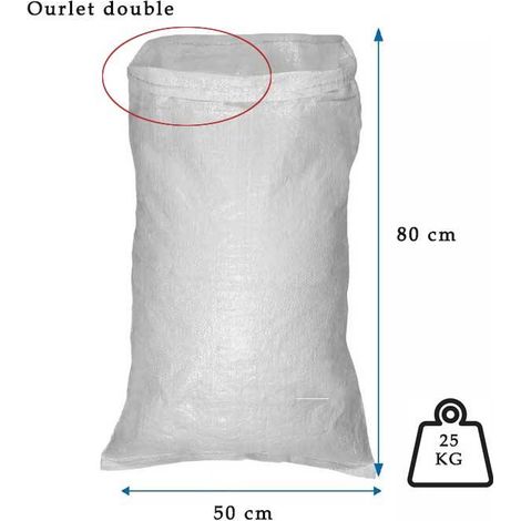 Gewebter Bauschuttsack 25 Kg - Abmessungen 80x50cm (packung Mit 20 Stück)