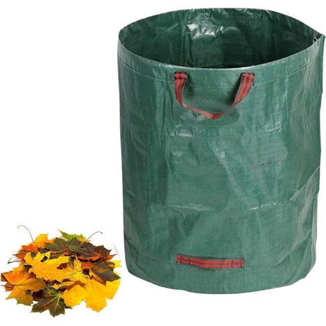 Ecleanfy – 1 X 500-liter-gartenabfallsack (rote Gurte) Laubsack Gartenabfallsack Grünschnittsäcke Faltbar, Groß, Robust, Aus Poly-canvas
