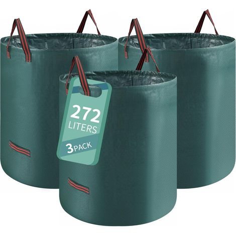 3 X 272-liter-gartenabfallsäcke, Reißfeste, Robuste Grünabfallsäcke, Pflanzsäcke Mit Griffen, Faltbare Gartenabfallsäcke, Freistehende Gartensäcke, Tragkraft Bis 50 Kg