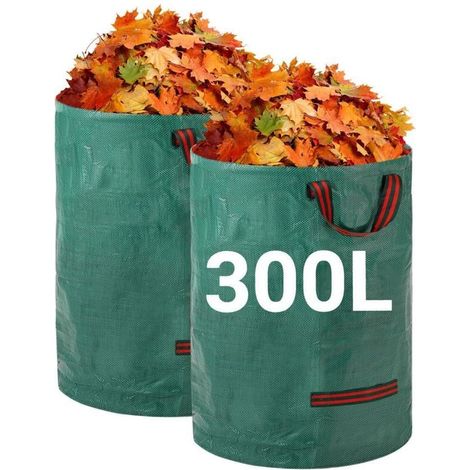 Robuste Gartenabfallsäcke – 2er-pack, 300 L, Wiederverwendbare Gartensäcke Mit Griffen – Strapazierfähiges Gewebe Für Laub, Abfall Und Gartenabfälle – Wasserdichte Gartenabfallsäcke
