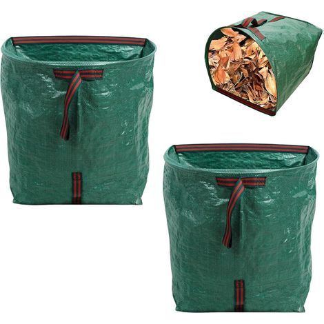 2-teiliger Gartenabfallsack 150 L, Laubsack, Grüner Abfallsack, Stallabfallsack, Grassack Mit Griffen, Faltbarer Abfallbehälter, Gartenbehälter