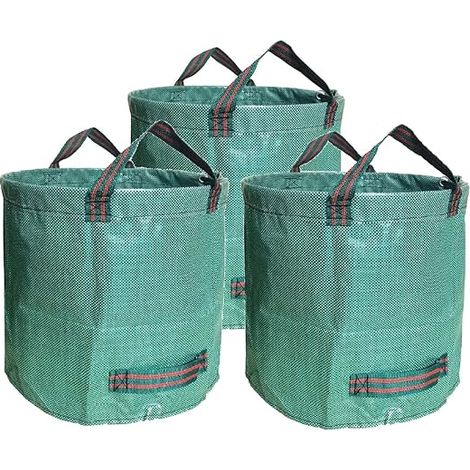 L&h-cfcahl – 3er-pack 500-liter-gartenabfallsäcke – 50 Kg Tragkraft – Verstärkte Griffe – Strapazierfähig Und Wiederverwendbar – Wasserabweisender Pp-sack