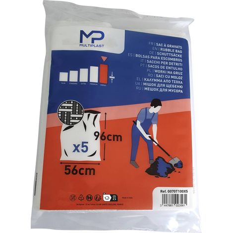 Multiplast Bauschuttsäcke Multiplast H.96 X B.56 Cm X T.130 Μm Weiß