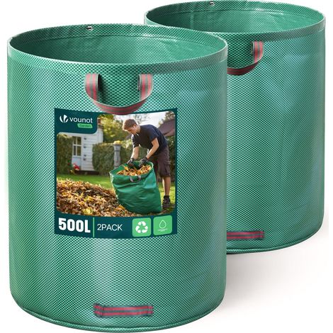 0 – 2er-packung 500-liter-abfallsäcke – 60 Kg Fassungsvermögen – 3 Verstärkte Griffe – 150 G/m² Polypropylen – Wiederverwendbar Und Langlebig