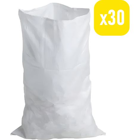 Reno - 30 Günstige Weiße Bauschuttsäcke, Hochfest, 60 Kg - Wiederverwendbar Für Garten- Und Bauabfälle
