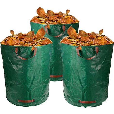 Pp-laubsack, Wasserdichter Gartenpflanzen-aufbewahrungssack, Laubfangsack Mit Großem Fassungsvermögen, Faltbar, 272 Liter/6776 Cm, Grün, 3 Stück