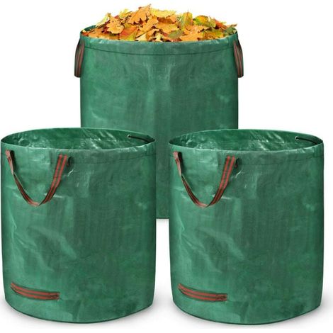 3 Stück Robuste, Wiederverwendbare 300-liter-gartenabfallsäcke Für Gras Und Laub