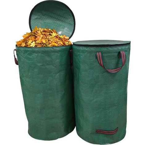 Gartensäcke, 2 X 120 L Gartenabfallsäcke, Wiederverwendbare Gartensäcke, Gartensäcke Mit Griffen Und Deckel, Stabil Und Faltbar, Für Gartenabfälle, Gras, Laub, Hecken (grün)