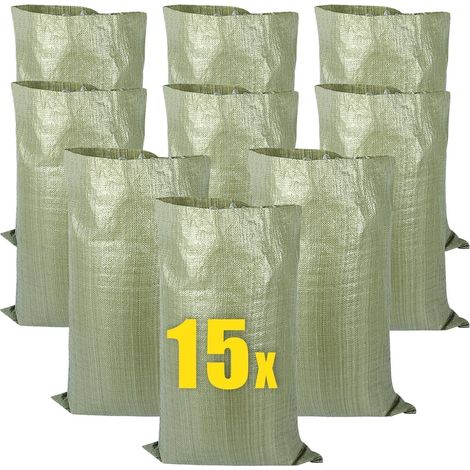 Packung Mit 15 Wiederverwendbaren Abfallsäcken Für Gemüse, Laub, Getreide, Hausmüll, Bauschutt Und Sonstige Abfälle, 95 X 55 Cm