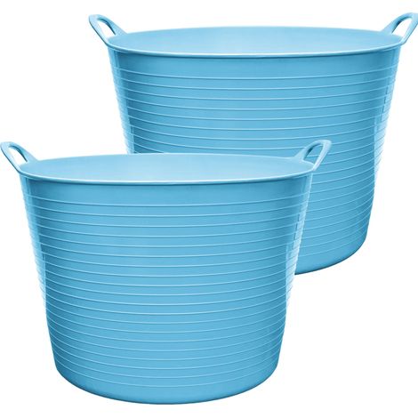 Garronda Set Mit 2 Flexiblen Polypropylen-eimern 42 L Universalbehälter Für Haus, Garten, Garage, Werkstatt, Aufbewahrungskiste, Transport, Robuste Integrierte Griffe Gd-0183 (blau)