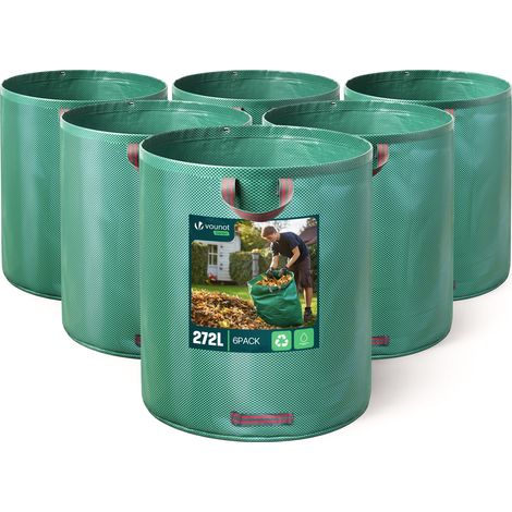 0 – 6er-pack Abfallbeutel 272 L – Max. 50 Kg – 3 Verstärkte Griffe – 150 G/m² Polypropylen – Robust Und Wiederverwendbar
