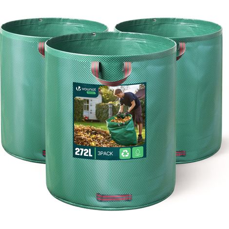 0 – 3er-pack Abfallbeutel 272 L – Max. 50 Kg – 3 Verstärkte Griffe – 150 G/m² Polypropylen – Wiederverwendbar Und Langlebig