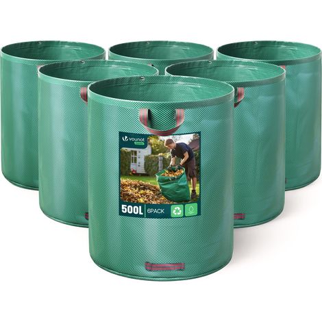 – 6er-pack 500-liter-abfallsäcke – 60 Kg Fassungsvermögen – 3 Verstärkte Griffe – Strapazierfähiges Und Wiederverwendbares Polypropylen (150 G/m²)