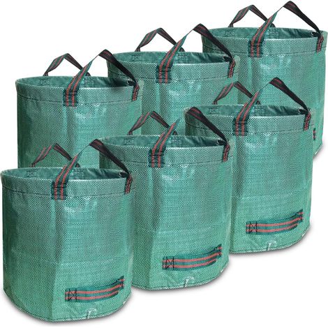 6er-pack 500-liter-gartensäcke, Robuste Gartenabfallsäcke, Stabile Und Faltbare Pp-abfallsäcke, Uv-beständig (6er-pack - 500 L, Grün)