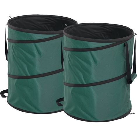Set Mit 2 Wasserdichten Gartenabfallsäcken (160 L) Mit Tragegriffen, Grün, Zum Sammeln Von Laub Und Gartenabfällen