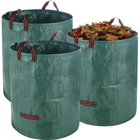 3 X 272l Gartensäcke, Grünschnittsäcke, Gartenabfallsäcke, Faltbar Und Wiederverwendbar, Geeignet Für Unkraut, Laub Und Abfall