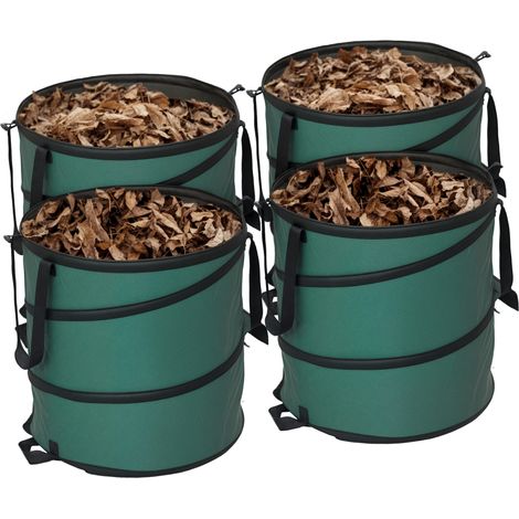 Set Mit 4 Gartenmüllsäcken, 86 L, Mit Tragegriffen, Knopfverschluss, Faltbar Und Wiederverwendbar