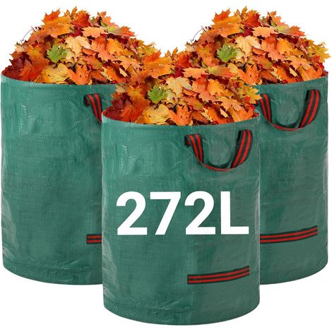 3er-set Gartensäcke, 272 L, Robuste Gartenabfallsäcke, Strapazierfähiger Pp-abfallsack