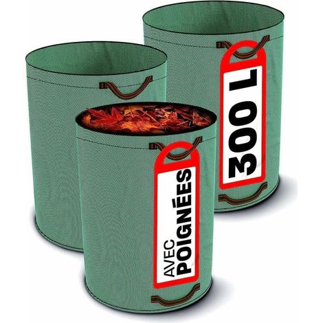 Royaluxe – 3 X 300-liter-gartenmüllsäcke – Mit 4 Reißfesten Griffen – Faltbar – Wiederverwendbar – Robust – Abfallsäcke