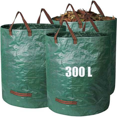 Robuste Gartenabfallsäcke – 2 X 300 L, Wiederverwendbare Gartensäcke Mit Griffen – Wasserdichtes, Faltbares Polypropylen-gewebe, Ideal Für Laub, Abfall Und Papierreste Beim Camping