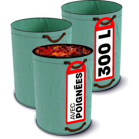Reno 3 Gartenmüllsäcke 300l – Mit 4 Reißfesten Griffen – Faltbar – Wiederverwendbar – Robust – Abfallbeutel