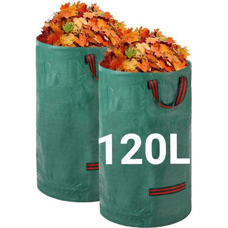 Gartenabfallsäcke – 120-liter-packung (2 Säcke) Mit Griffen – Faltbar, Zur Aufbewahrung Von Laub, Abfällen Und Müll.