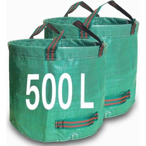 Reno Gartenabfallsäcke 500l X 2, Robuste Gartensäcke, Wiederverwendbare Gartensäcke Mit Griffen, Ideal Zum Sammeln Von Gartenabfällen, Pflanzgras Und Laub (500l)