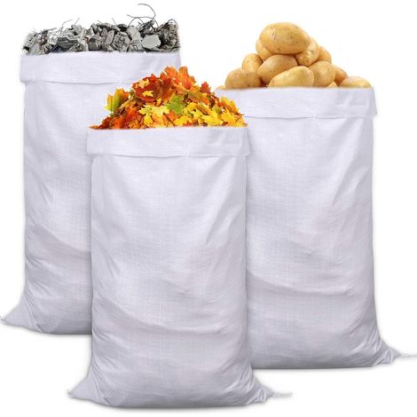 Bauschuttsäcke, Gartenabfallsäcke, Große Säcke, 15 Stück, 102 X 60 Cm, Bauschuttsäcke Für Kies, Sand, Laub, Kieselsteine, Erntegut, Weiß