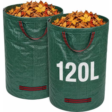 2 Stück 120-liter-gartenabfallsäcke, Von Oben Nach Unten, Mit Griffen, Gartenabfallsack, Ausgestattet Mit Einem Gummistützring, Bauschuttsack Für Gartenrasen (grün)