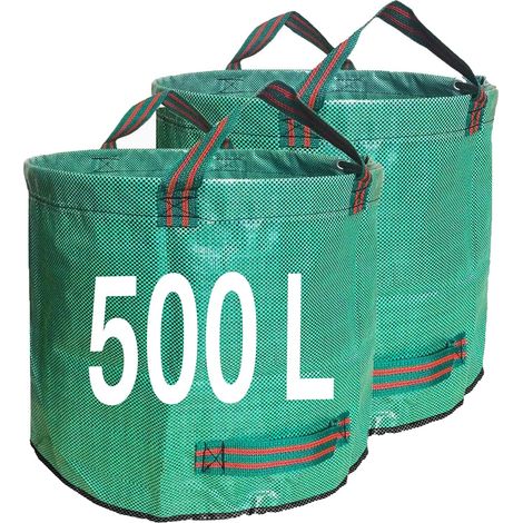 Set Aus 2 Robusten 500-liter-gartenmüllsäcken Mit Griffen, Ideal Zum Sammeln Von Gartenabfällen, Rasenschnitt Und Mehr.