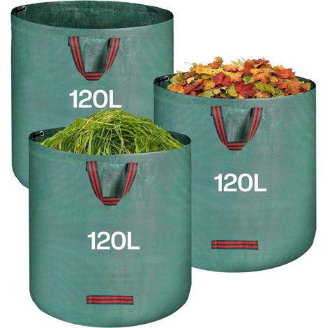 Gartensack Für Grünabfälle 3 X 120 L – Grünabfallsack Mit Griffen, Faltbar Und Wiederverwendbar – Gartensäcke Zum Sammeln Von Laub.