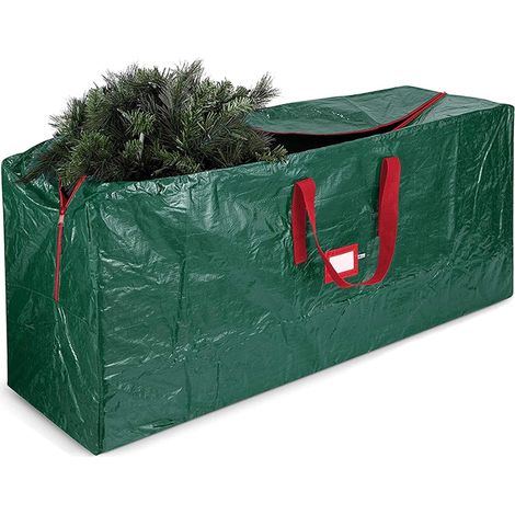 Aufbewahrungstasche Für Künstliche Weihnachtsbäume, Gartenmüllsack, Uv-beständig, Wasserdicht, Großer Reißverschlusssack Mit Tragegriffen, Grün, 122 X 34 X 51 Cm
