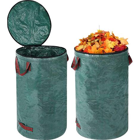 2 X 120l Hochleistungs-gartenabfallsäcke Aus Polypropylen Mit Deckel Und 4 Starken, Reißfesten Griffen Für Laub, Rasenschnitt Und Gemüse