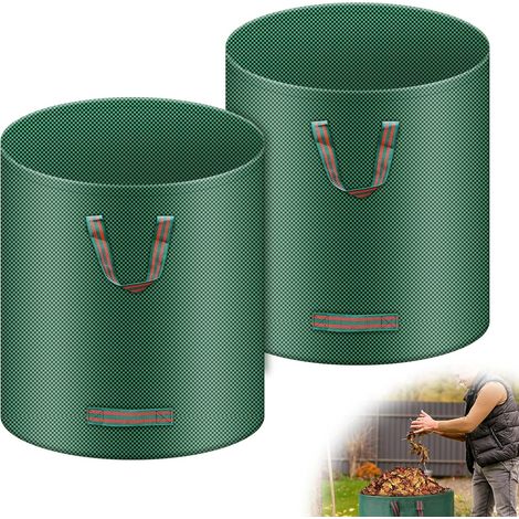 Set Mit 2 Reißfesten Gartensäcken, 500 L, Freistehend, Große Säcke Mit Griffen, Wasserdicht, Faltbar Und Wiederverwendbar