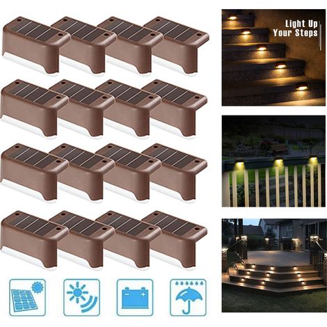 Solar-brückenleuchte, Wasserdichte Led-treppenleuchte Für Den Außenbereich, Geeignet Für Geländer, Treppen, Zäune Und Hofdekoration, 16 Stück